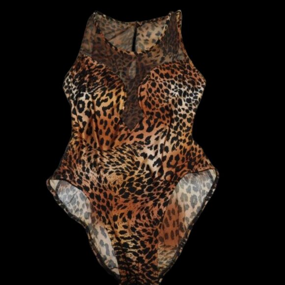 Cote D'Azur Leopard Print Body Suit Size 12 NWT Vintage Old Stock - Picture 4 of 13